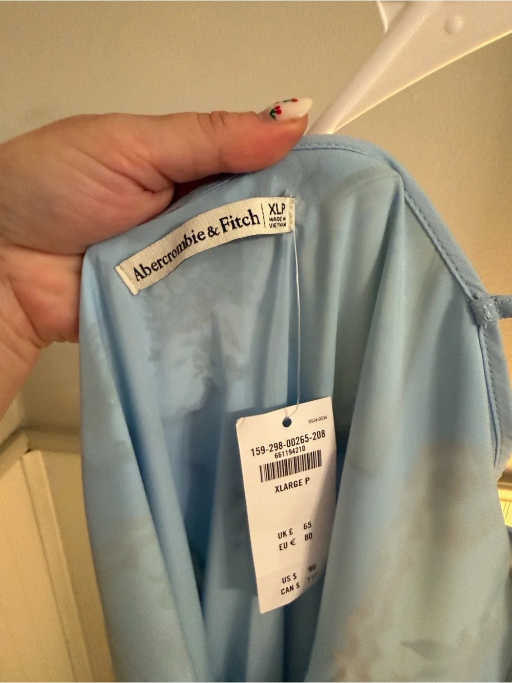 Abercrombie Blue Postage Stamp Printed Slip Dress Size XL Petite